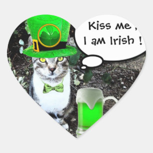 ST PATRICK'S DAKAT MIT GRÜNEM IRISCHEM BIERHERZ Herz-Aufkleber