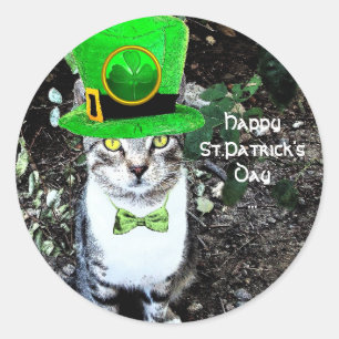ST PATRICK'S DAKAT MIT LEPRECHAUN HAT RUNDER AUFKLEBER