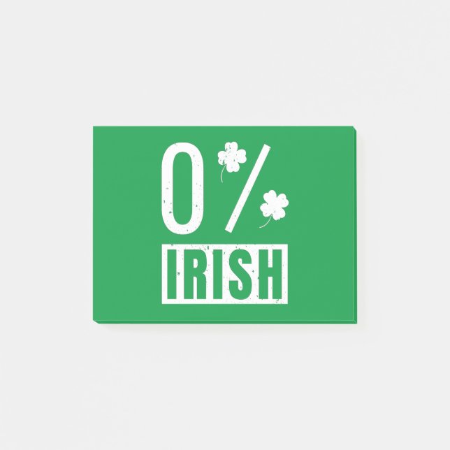 St Patrick's Day 0% Irish Vierblättriges Kleeblatt Post-it Klebezettel (Vorderseite)