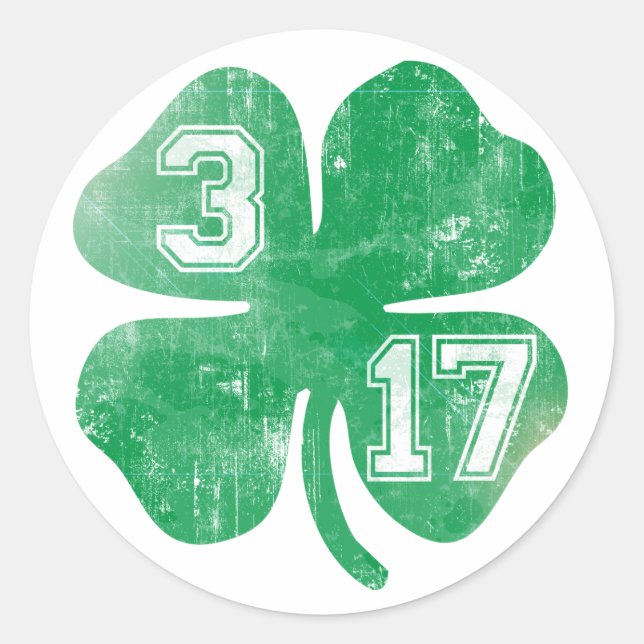 St. Patricks Day 3/17 Irish Kleeblatt Runder Aufkleber (Vorderseite)
