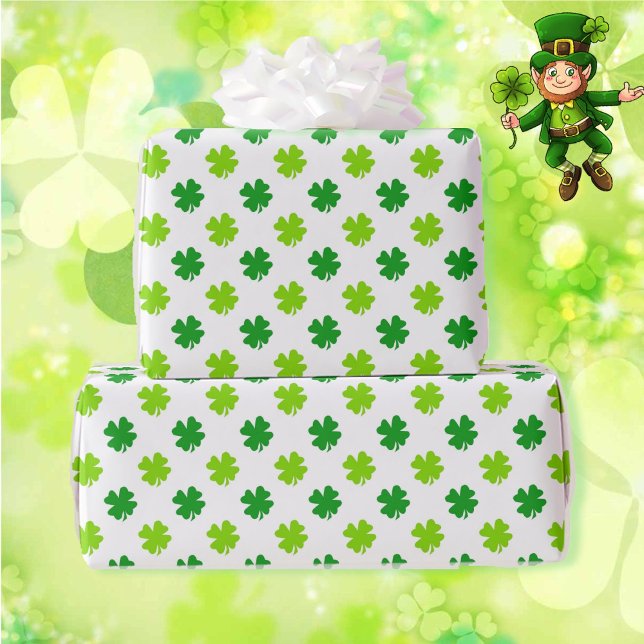 St. Patrick's Day 4 Leaf Clover Lucky Kleeblatt Geschenkpapier (Von Creator hochgeladen)