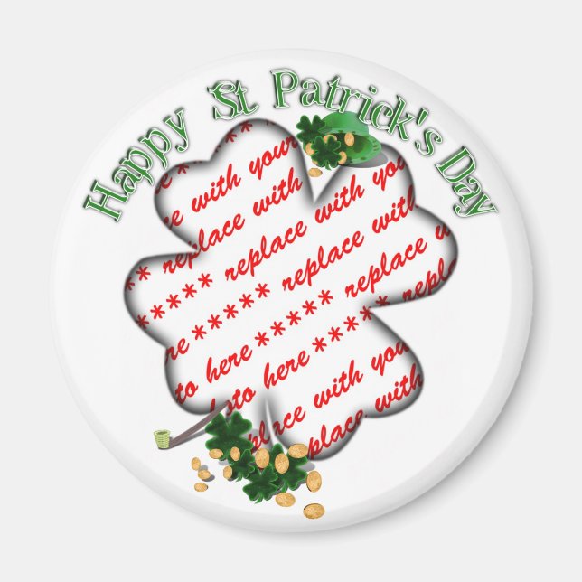 St Patrick's Day 4 Leaf Kleeblatt Foto Rahmen Magnet (Vorne)