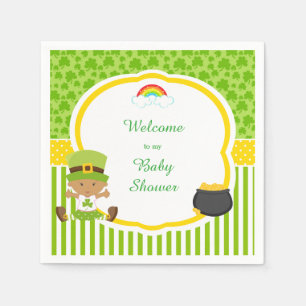 St Patrick's Day African American Girl Baby Shower Serviette