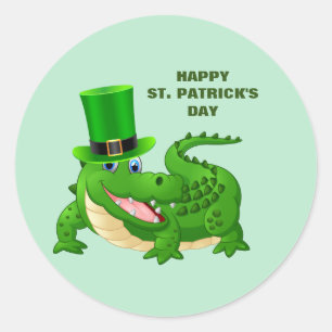 St. Patrick's Day Alligator Holiday Runder Aufkleber