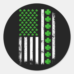 St. Patricks Day Amerikanische Flagge Shamrock Iri Runder Aufkleber