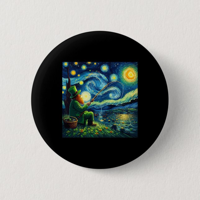 St Patricks Day Angeln Irischer Leprechaun Sternen Button (Vorderseite)
