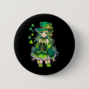 St. Patrick's Day Anime-Mädchen Kawaii Kobold Mädc Button