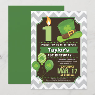 St. Patrick's Day Anniversaire Fête Invitation