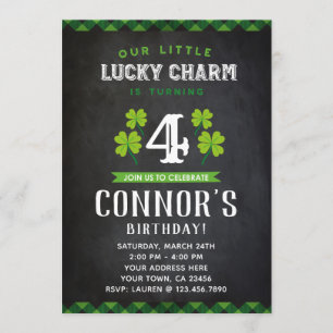 St Patrick's Day Anniversaire Invitation Chalkboar
