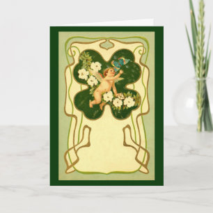 St. Patrick's Day Art Nouveau Angel Card Karte