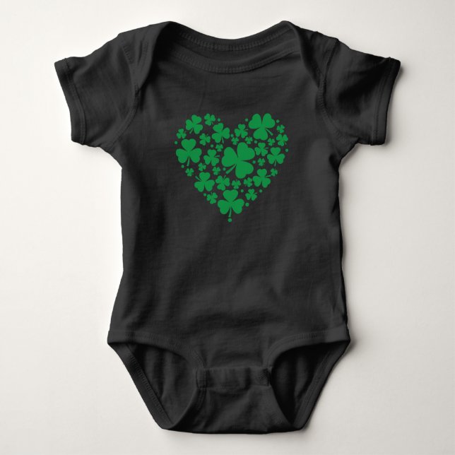 St. Patrick's Day Baby Bodysuit - Lucky Kleeblatt  Strampler (Vorderseite)