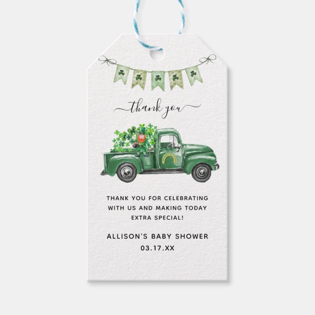 St. Patrick's Day Baby Shower Vielen Dank Geschenkanhänger (Vorderseite)