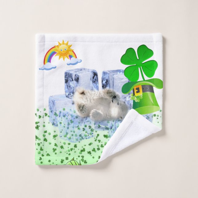 St. Patrick's Day Bad Handtuch Set Polar Bear (Waschlappen)