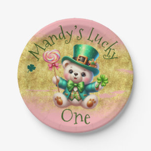St.Patrick's Day Bären Geburtstag Lucky One Pink Pappteller