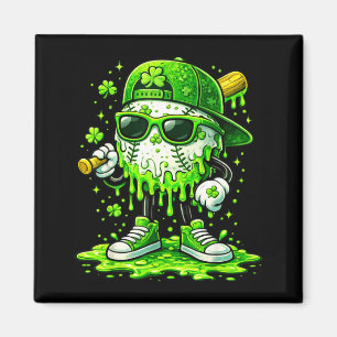 St Patricks Day Baseball Eis Drip Shamrock Magnet