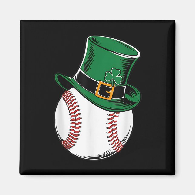 St Patricks Day Baseball Kleeblatt Magnet (Vorne)