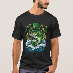 St. Patrick's Day Bassfischen Leprechaun Fang T-Shirt