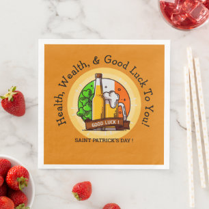 St Patricks Day Beer & Flag Edit Message Serviette
