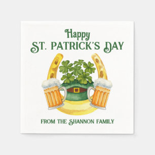 St. Patrick's Day Beer Tasse und Lucky Horseshoe Serviette