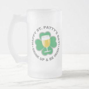 St. Patrick's Day benutzerdefinierte Monogramm-Tas Mattglas Bierglas