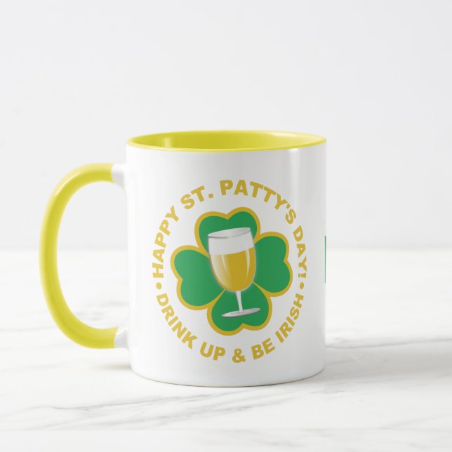St. Patrick's Day benutzerdefinierte Monogramm-Tas Tasse (Links)
