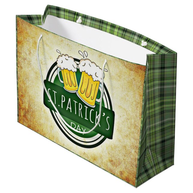 St. Patrick's Day Bers Große Geschenktüte (Rückseite Schrägansicht)