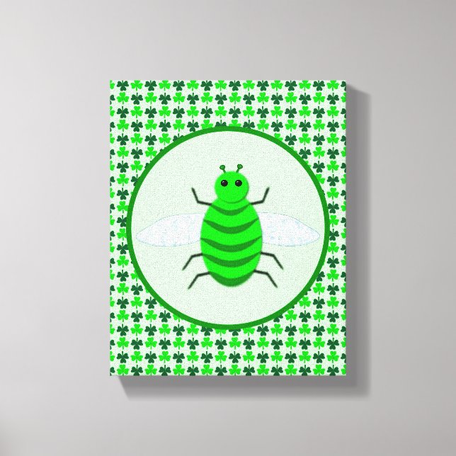 St. Patricks Day Bienen und Kleeblätter Leinwanddruck (Vorderseite)