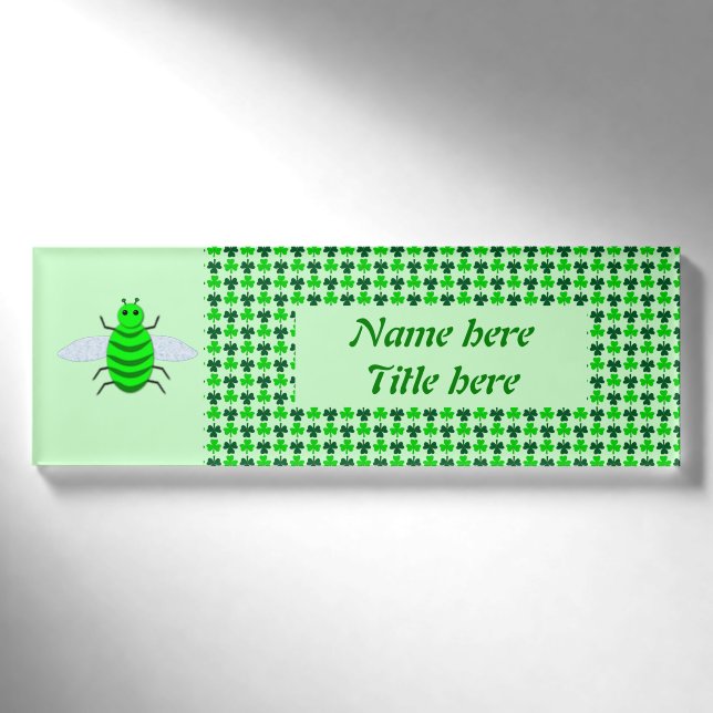St. Patricks Day Bienen und Kleeblätter Namenschild (Vorderseite)