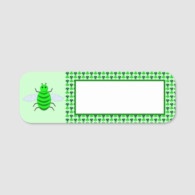 St. Patricks Day Bienen und Kleeblätter Namensschild (Vorderseite)