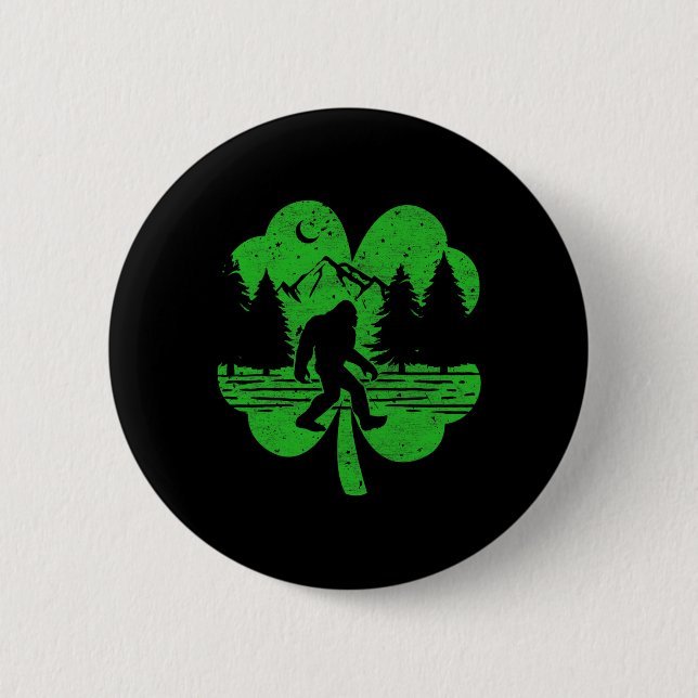 St Patricks Day Bigfoot Irish Sasquatch Saint Padd Button (Vorderseite)