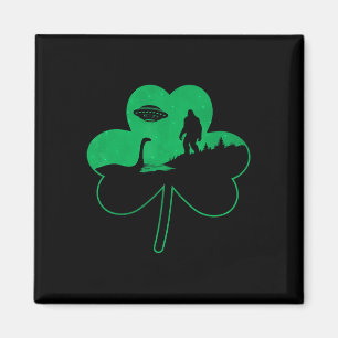 St Patricks Day Bigfoot Nessie Ufo Alien Kleeblatt Magnet