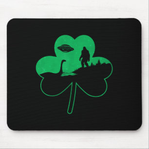 St Patricks Day Bigfoot Nessie Ufo Alien Kleeblatt Mousepad