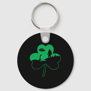 St Patricks Day Bigfoot Nessie Ufo Alien Shamrock Schlüsselanhänger
