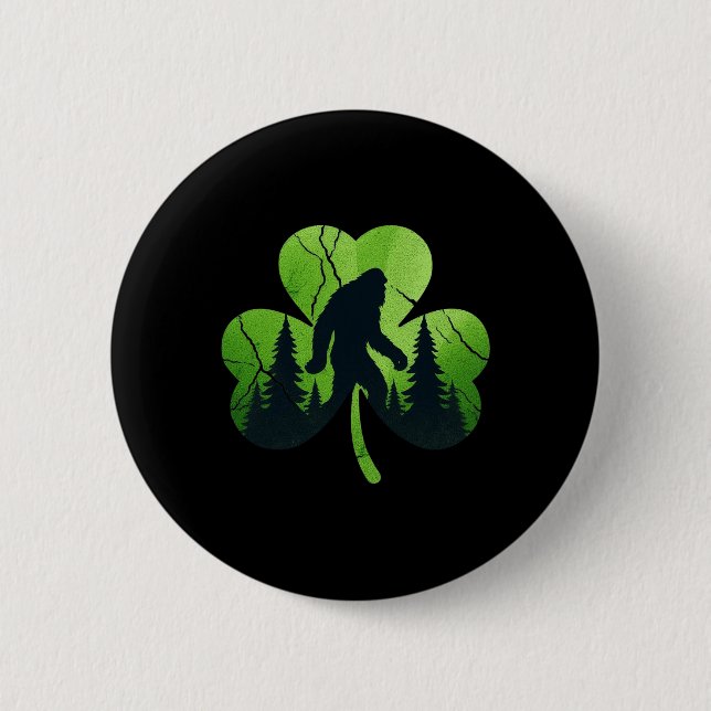 St Patricks Day Bigfoot Sasquatch Irischer Shamroc Button (Vorderseite)