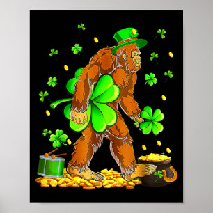 St. Patricks Day Bigfoot Sasquatch Kleeblatt Männe Poster