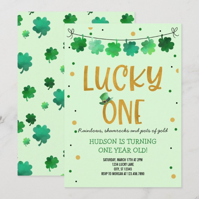 St. Patrick's Day Birthday Einladung zum Glück Ein (Vorne/Hinten)