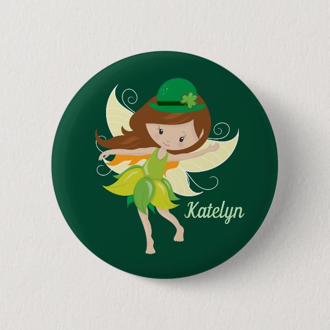 St. Patrick's Day Birthday Girl Fairy Niedlich Cus Button (Vorderseite)