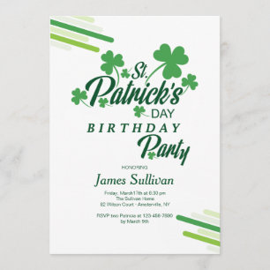 St. Patrick's Day Birthday Party Einladung