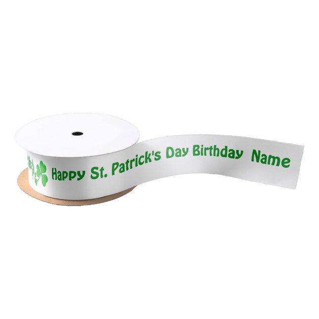 St Patrick's Day Birthday Personalized Name Satinband (Spule)