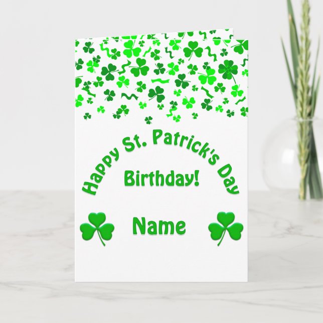 St Patrick's Day Birthday Shamrocks Personalized Karte (Vorderseite)