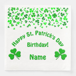 St Patrick's Day Birthday Shamrocks Serviette