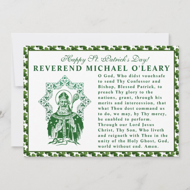 St. Patricks Day Bischof Kleeblatts Gebet Karte (Vorderseite)