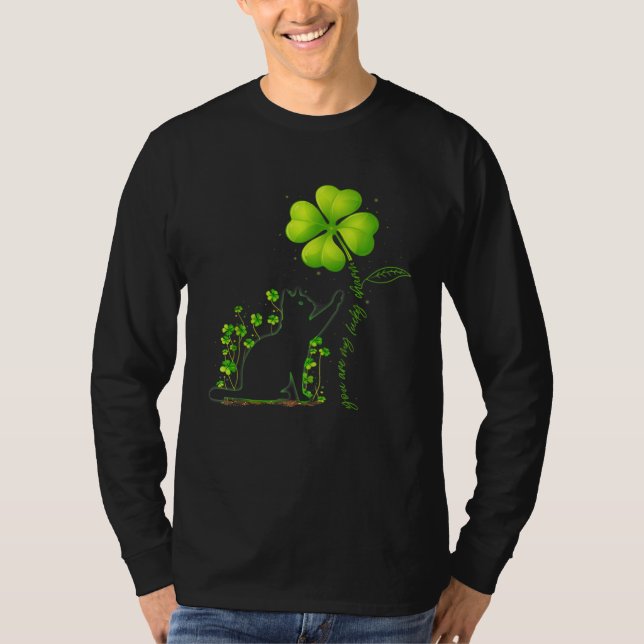 St Patricks Day Black Cat My Lucky Charm Shamrock T-Shirt (Vorderseite)