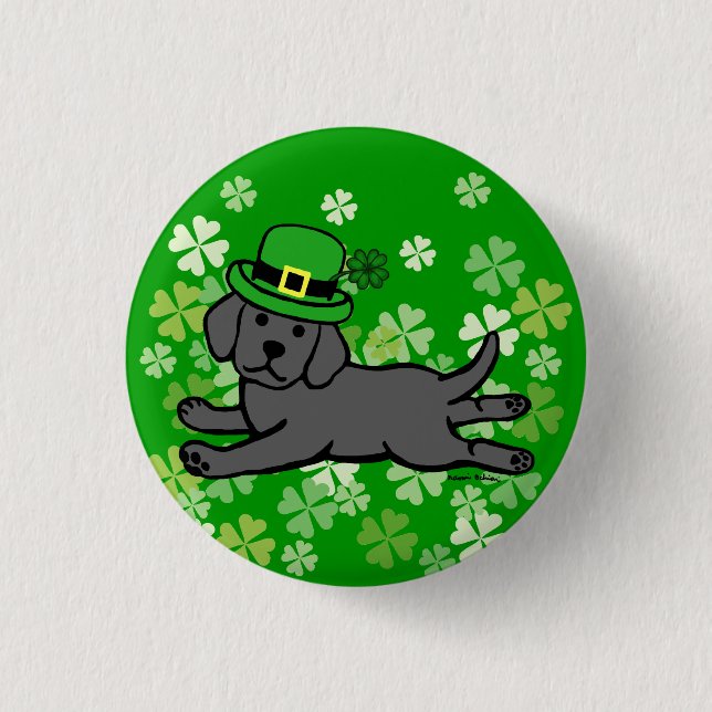 St. Patrick's Day Black Lab Baby Button (Vorderseite)