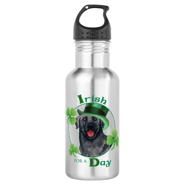 St. Patrick's Day Black Lab Trinkflasche (Vorderseite)