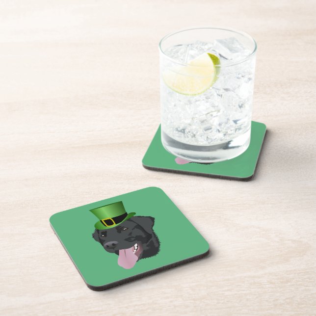 St. Patrick's Day Black Labrador Getränkeuntersetzer (Rechte Seite)