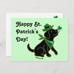 St. Patrick's Day Black Labrador Postkarte