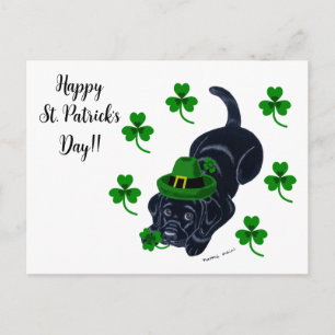 St. Patrick's Day Black Labrador Puppy Postkarte
