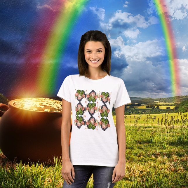 St. Patrick's Day Blume Herz und Clover Bouquets T-Shirt (St. Patrick's Day Flower Heart and Clover Bouquets T-Shirt)