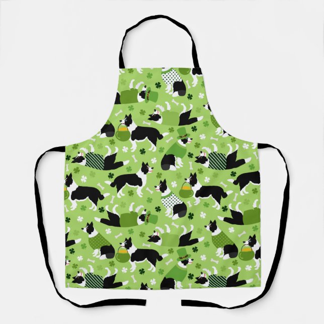 St. Patrick's Day Border Collie Pattern Schürze (Vorderseite)